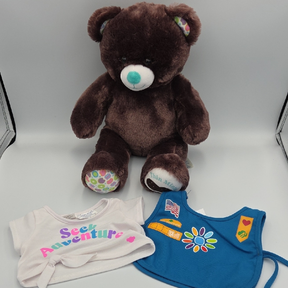 Build A Bear Girl Scout Thin Mints Cookies Plush Bear 2024 16 inch Outfit Rare